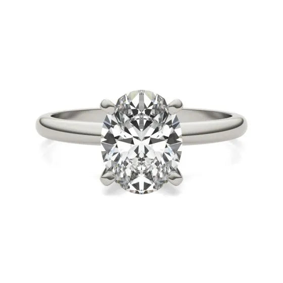 2.00 CTW AGI Certified Oval Lab Grown Diamond Solitaire Engagement Ring in 14K White Gold (G-VS)