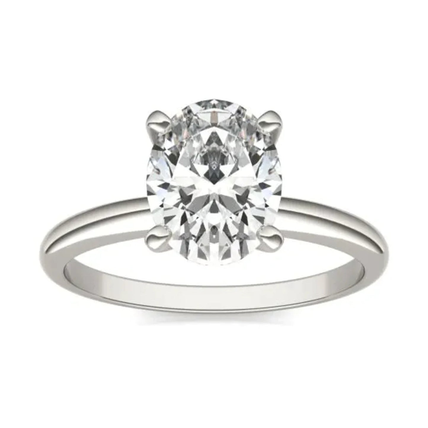 2.00 CTW AGI Certified Oval Lab Grown Diamond Solitaire Engagement Ring in 14K White Gold (G-VS)