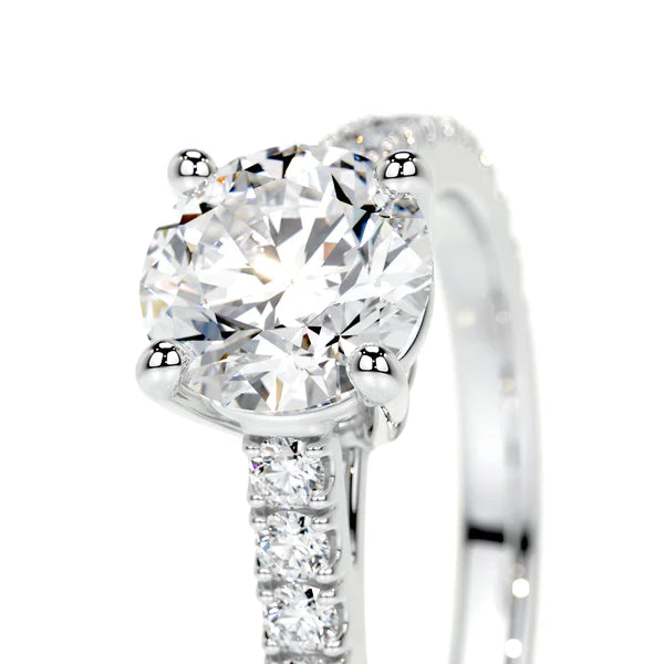 Round Brilliant Lab Grown Diamond Engagement Ring (F/VS) in 14K White Gold - Choice of 1ctw or 2ctw